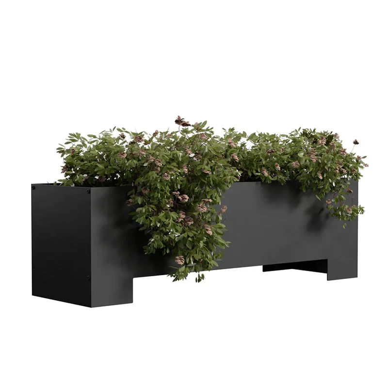 Jardinière d'extérieur rectangulaire avec base surélevée