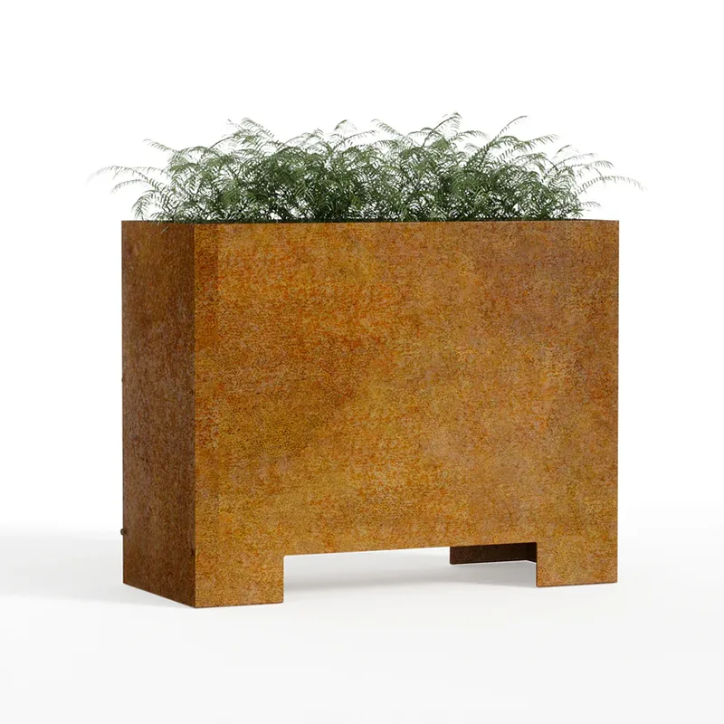 Jardinière d'extérieur rectangulaire avec base surélevée