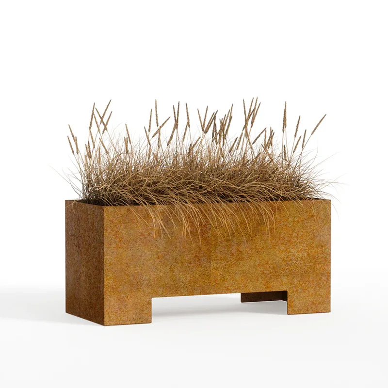 Jardinière d'extérieur rectangulaire avec base surélevée