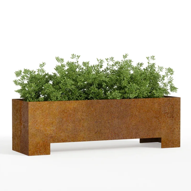 Jardinière d'extérieur rectangulaire avec base surélevée