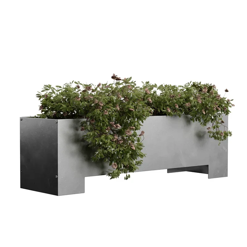 Jardinière d'extérieur rectangulaire avec base surélevée