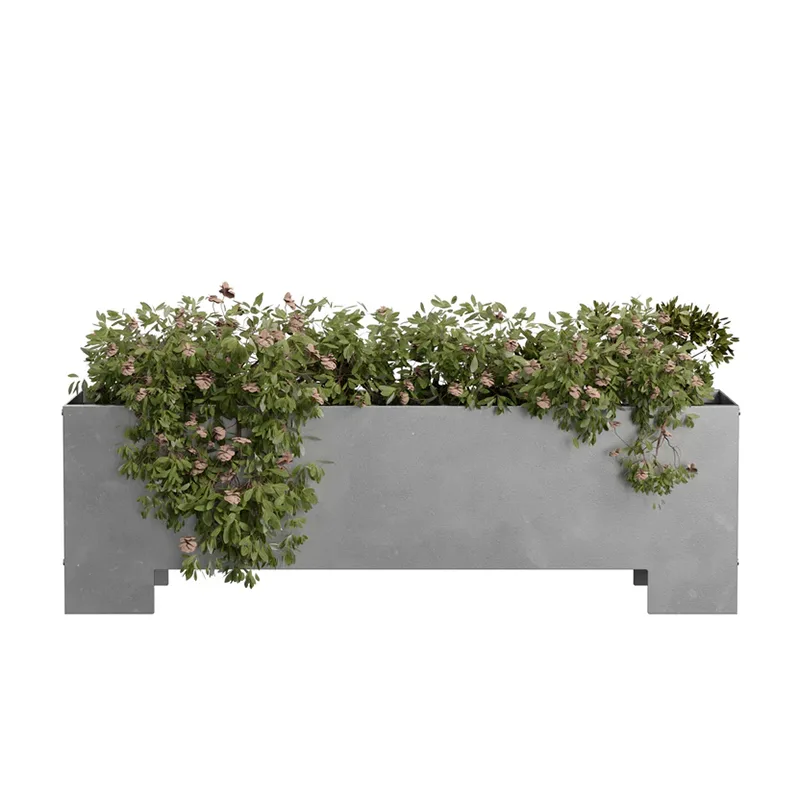 Jardinière d'extérieur rectangulaire avec base surélevée