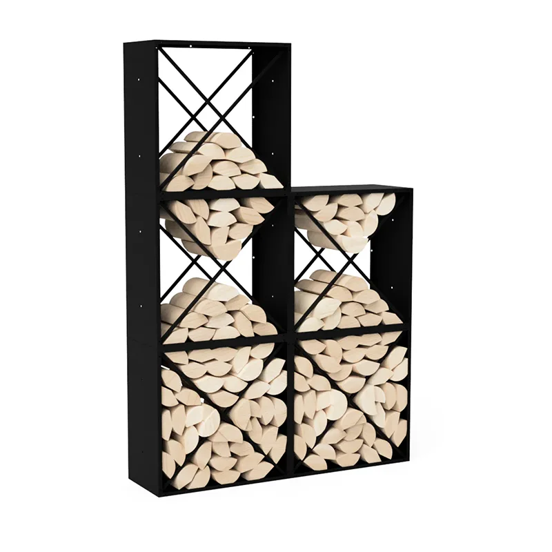 Porte-bûches rectangulaire en métal pour l'extérieur, support à bois de chauffage