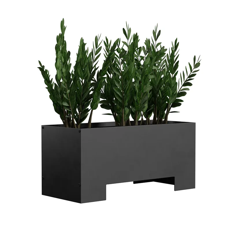 Jardinière d'extérieur rectangulaire avec base surélevée